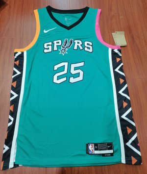 NBA 25 Poeltl Spurs 22-23 city Maillot bleu imprimé